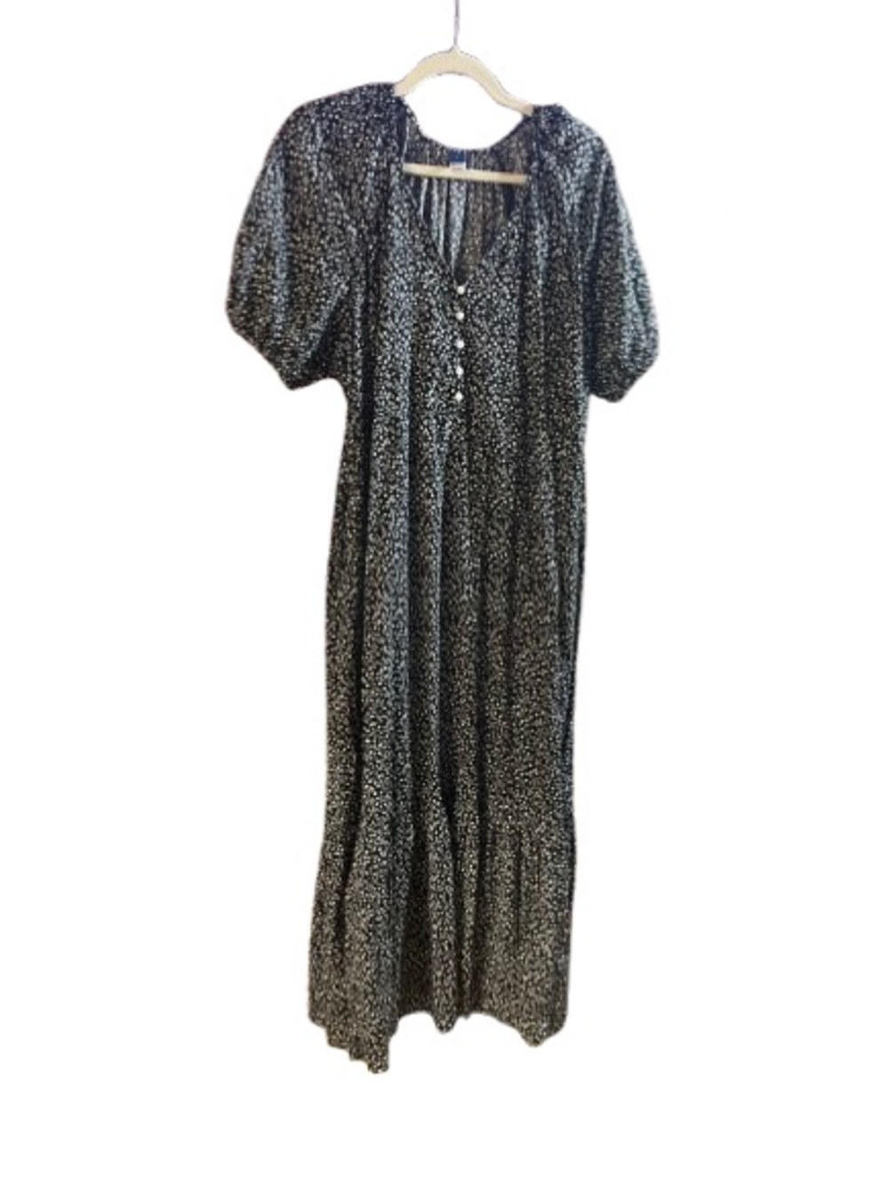 NWT Old Navy Navy Ditsy Floral Puff Sleeve Maxi Swing Dress Size Large - Picture 3 of 9